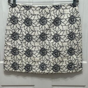 J. Crew Black and White Floral Mini Skirt